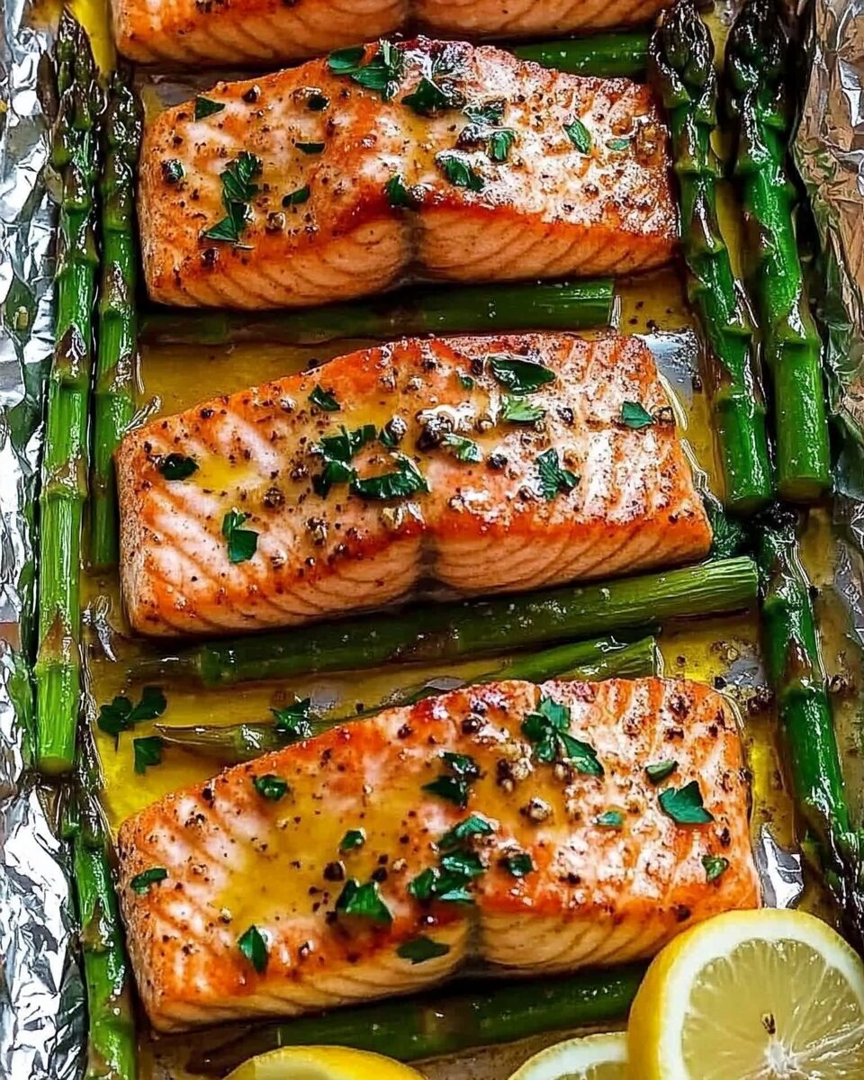 Baked Salmon in Foil with Asparagus