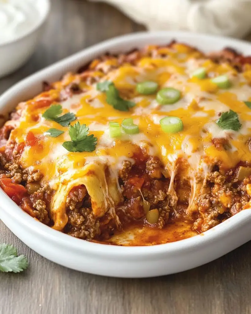 Cheesy Beef Enchilada Casserole