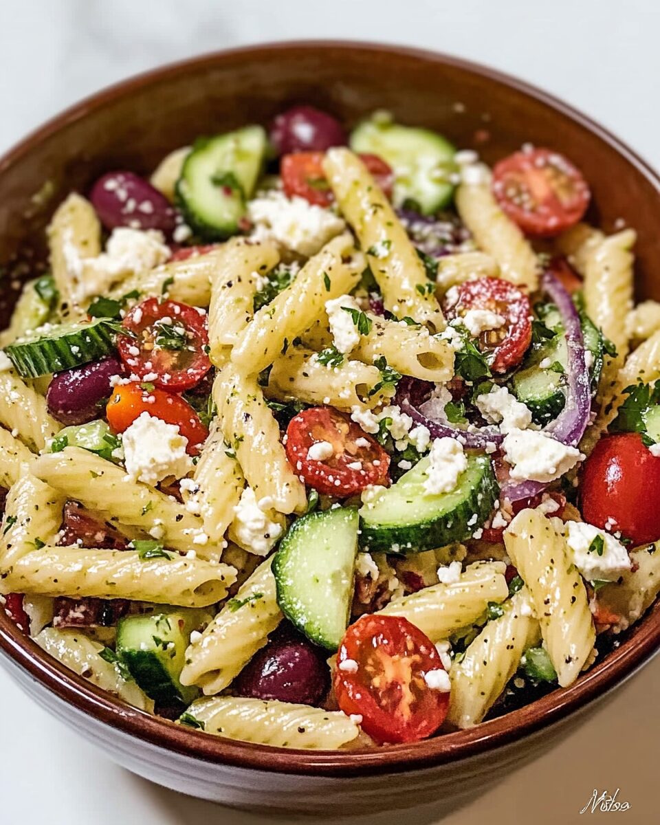 Lemon Herb Mediterranean Pasta Salad