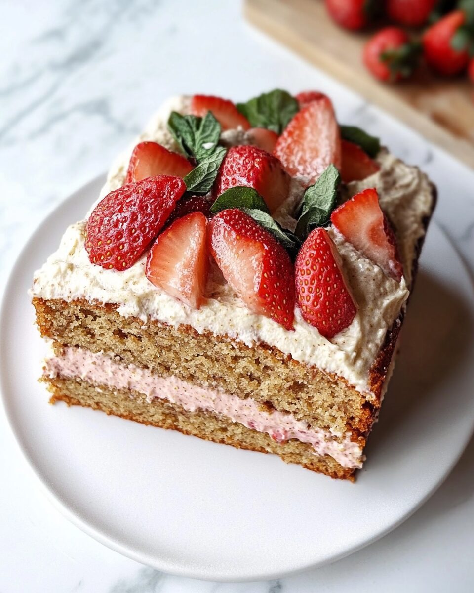 Strawberry Banana Cake with Cream Cheese Frosting