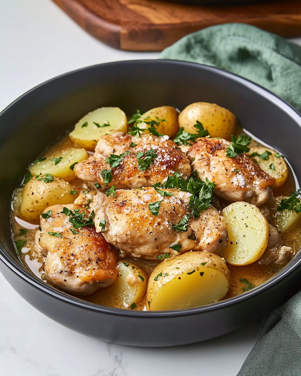 Slow Cooker Parmesan Garlic Chicken and Potatoes