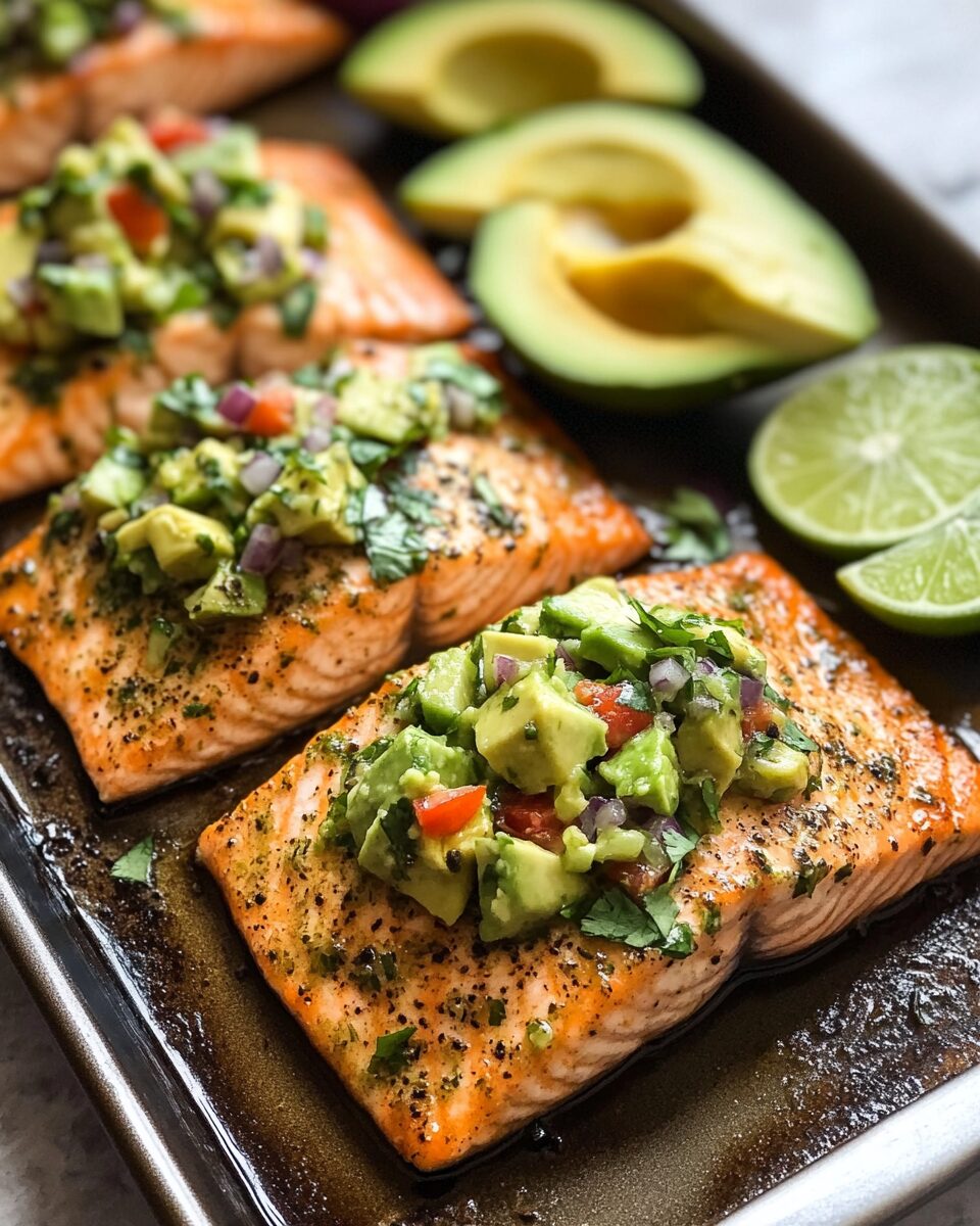 Baked Cilantro Lime Salmon with Avocado Salsa
