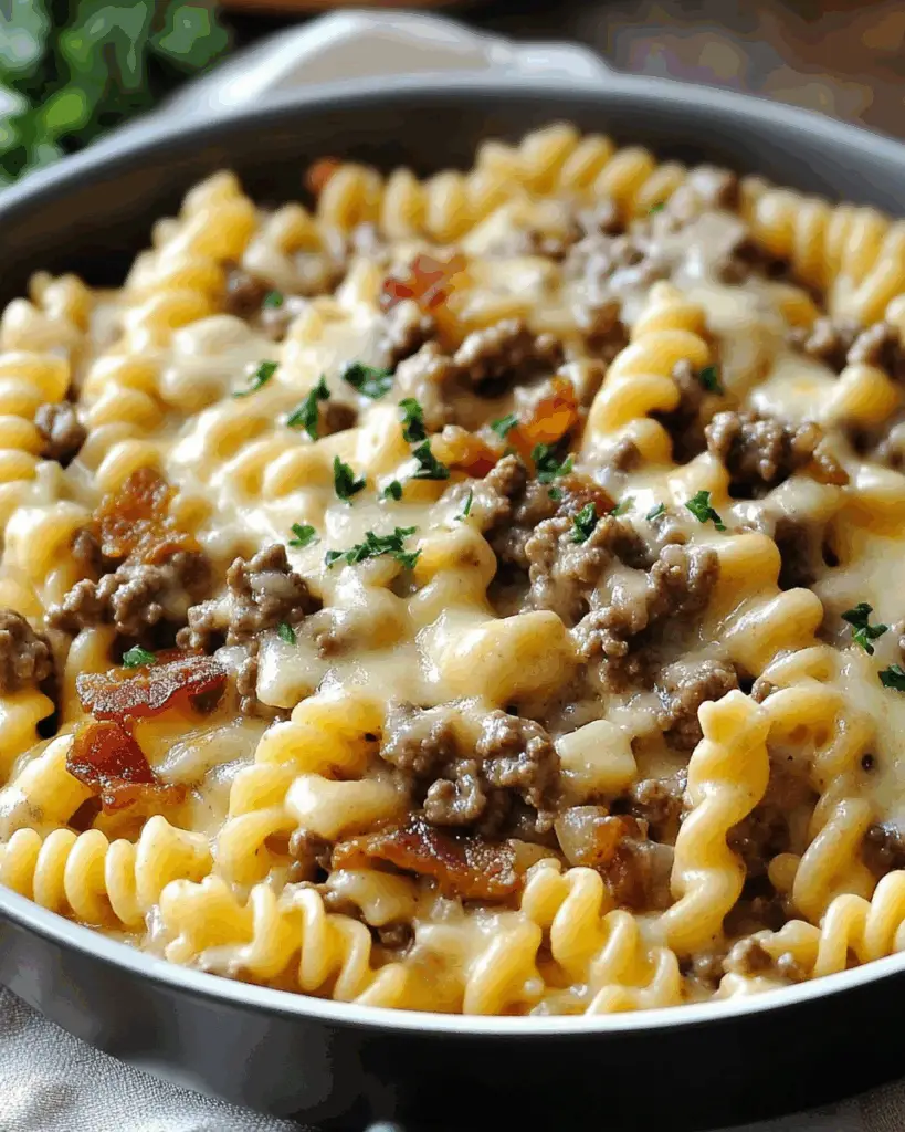 Loaded Cheeseburger Alfredo Pasta