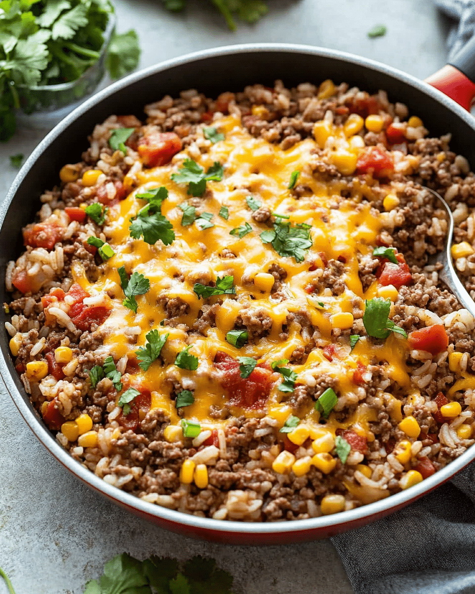 Southwest Ground Beef and Rice Skillet