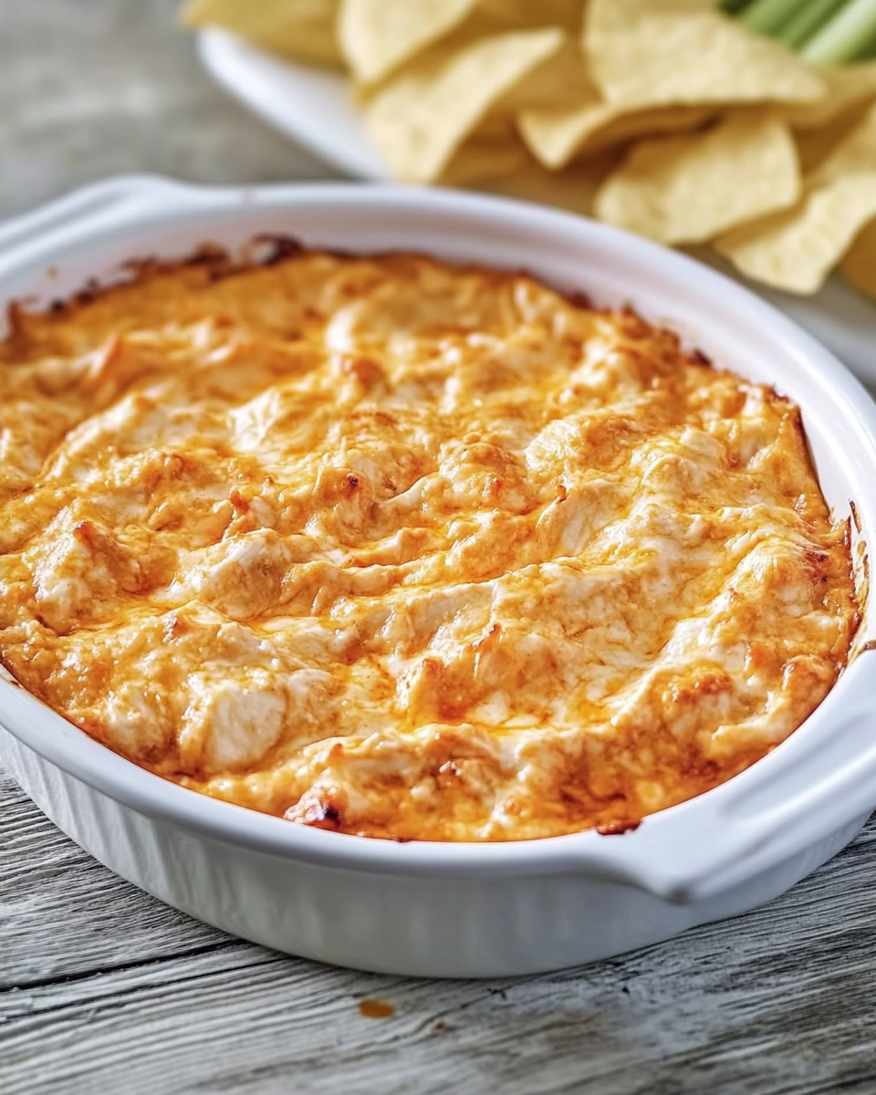 Baked Buffalo Dip with Canned Chicken