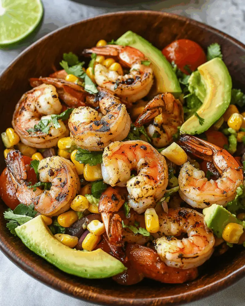Grilled Mexican Shrimp Corn and Avocado Salad