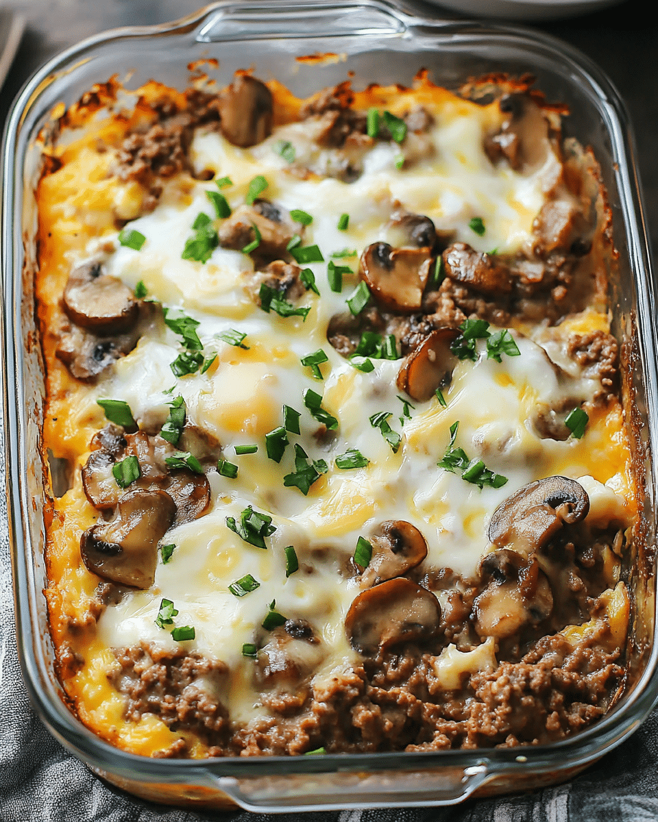 Mushroom Cheeseburger Casserole
