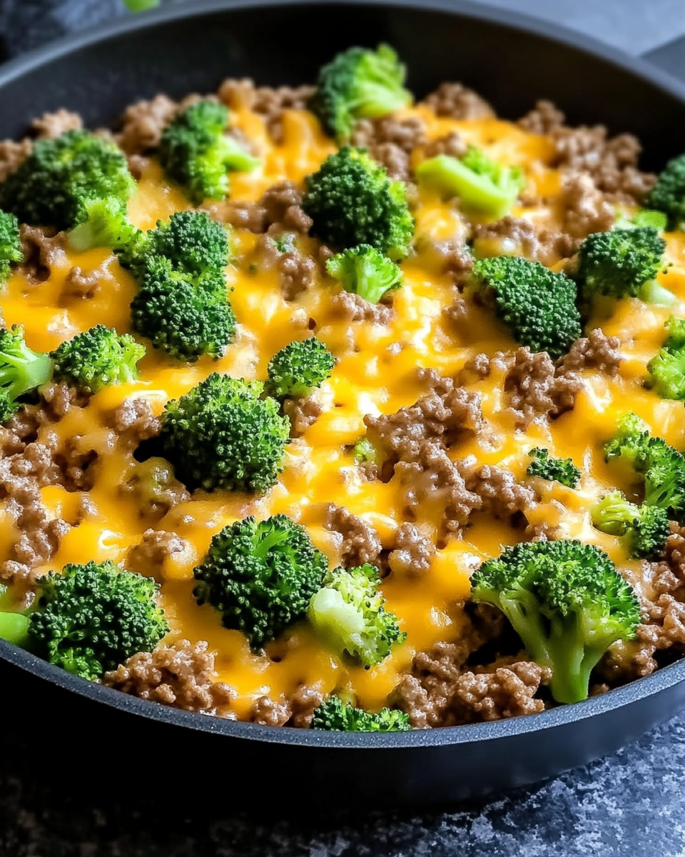 Cheesy Hamburger Broccoli Skillet