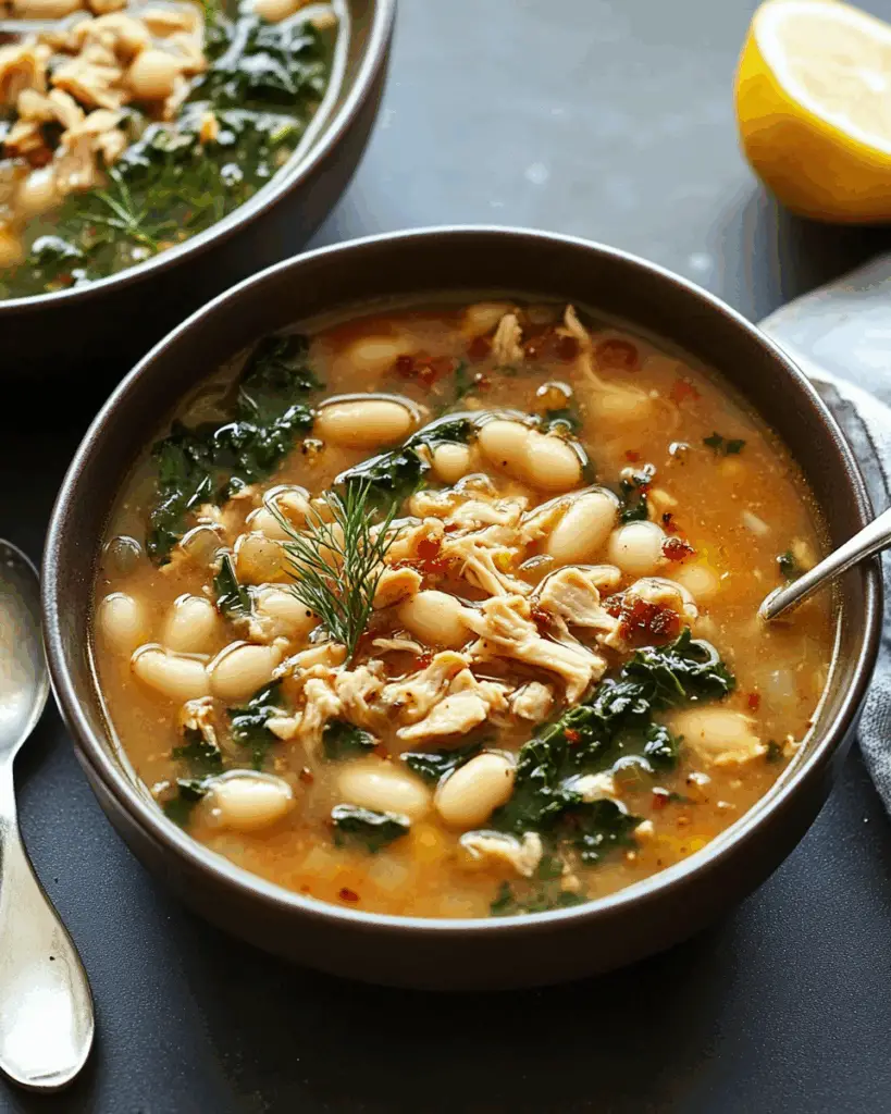 Lemony White Bean Soup with Turkey and Greens