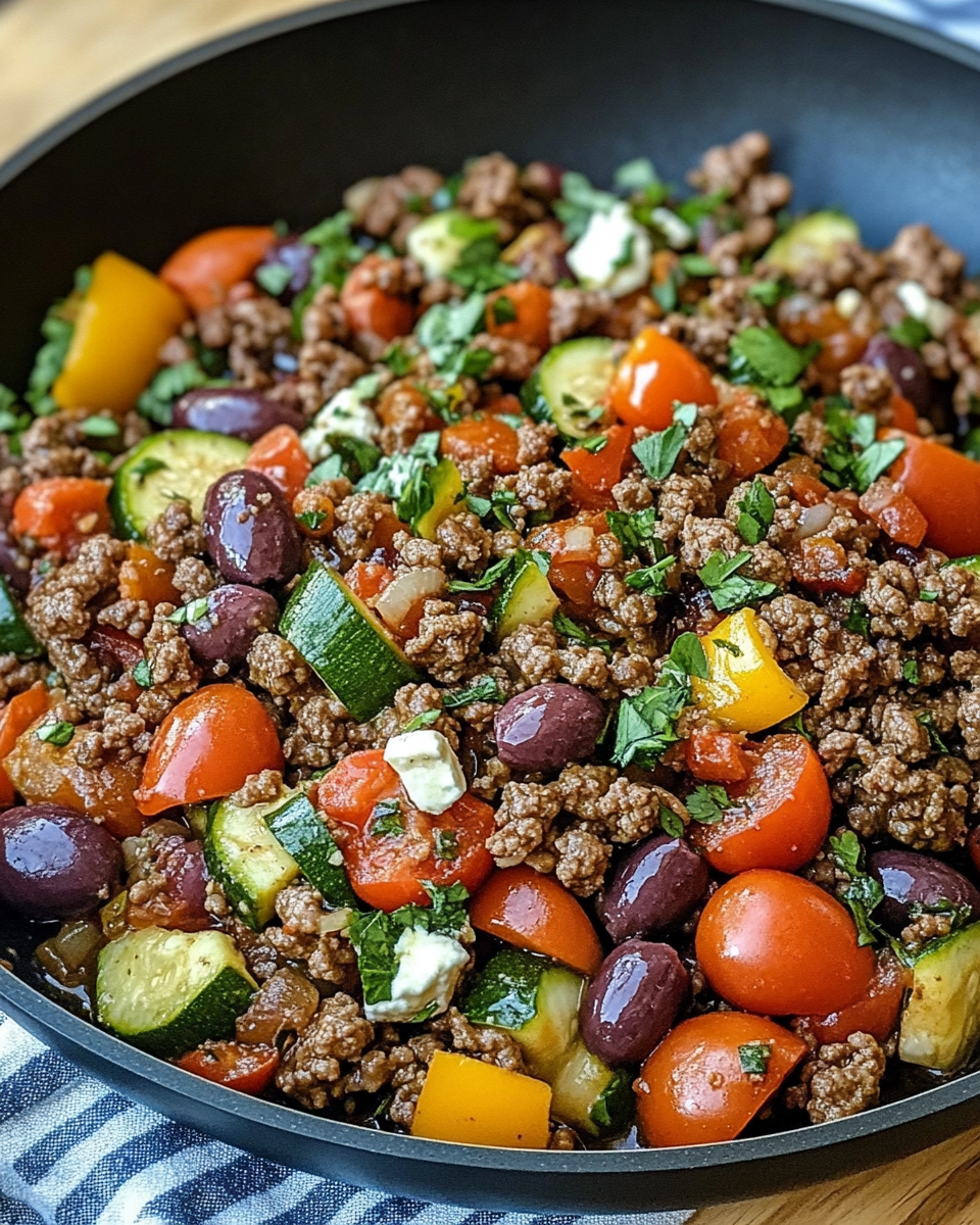 Mediterranean Ground Beef Stir Fry