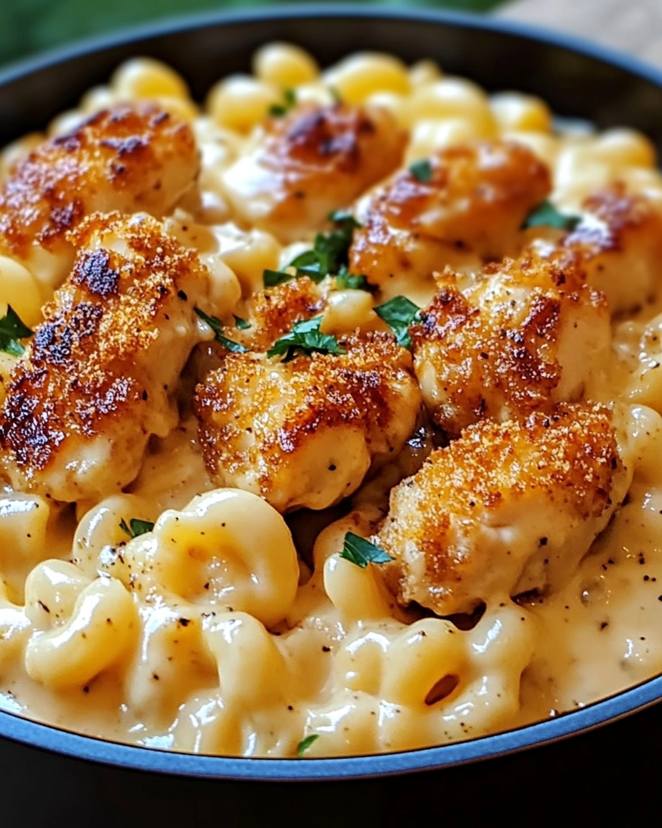 Creamy Honey Pepper Chicken Mac and Cheese