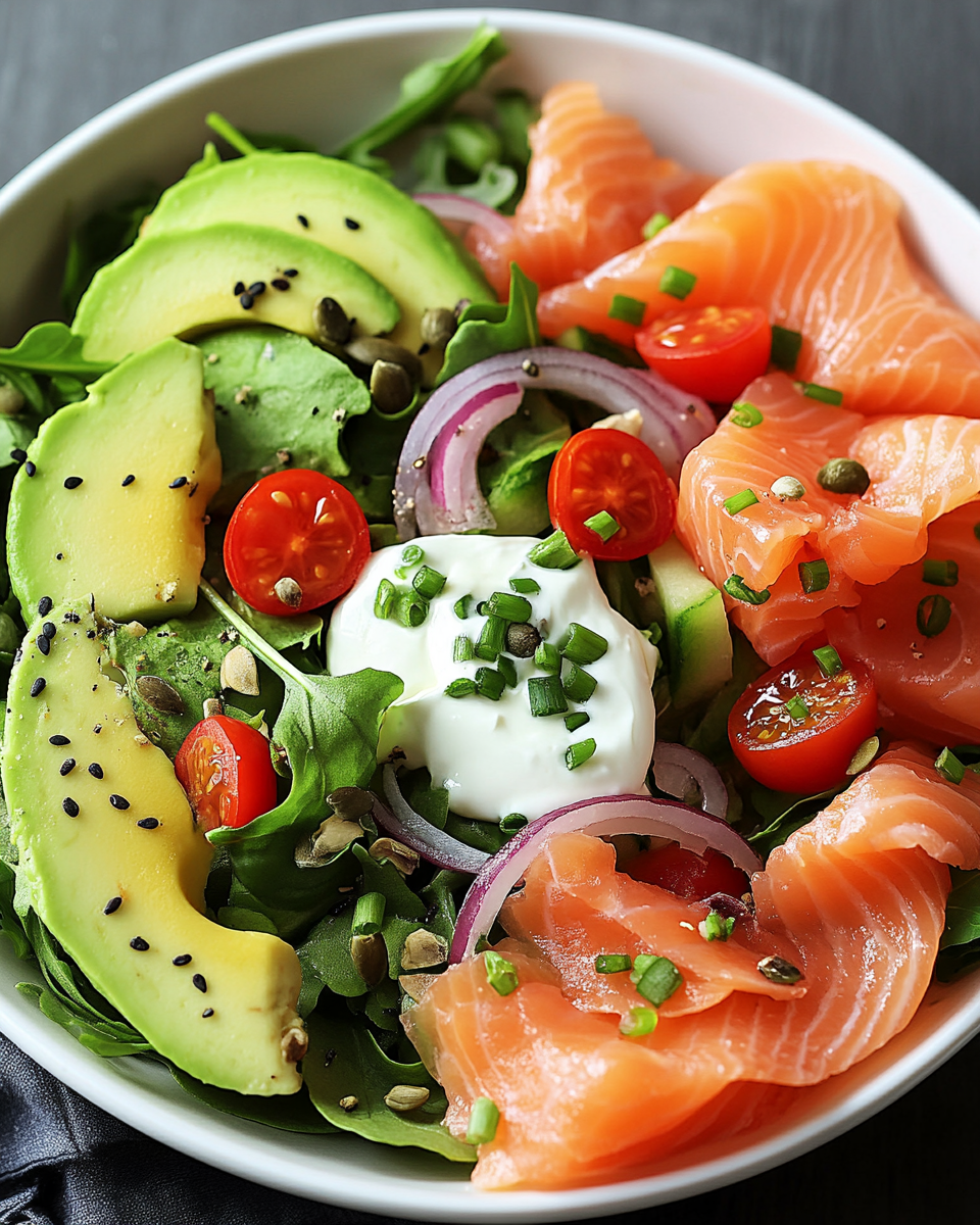 Smoked Salmon Salad with Creamy Caper-Chive Dressing