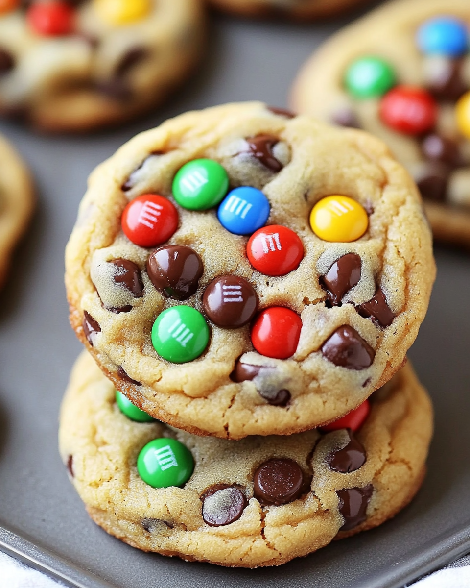Soft and Chewy M&M Chocolate Chip Cookies