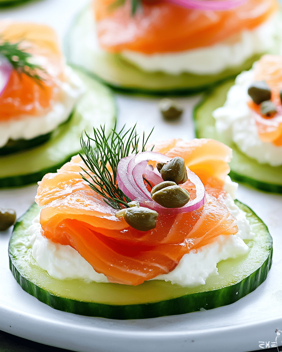 Lox with Cream Cheese & Cucumber Bites