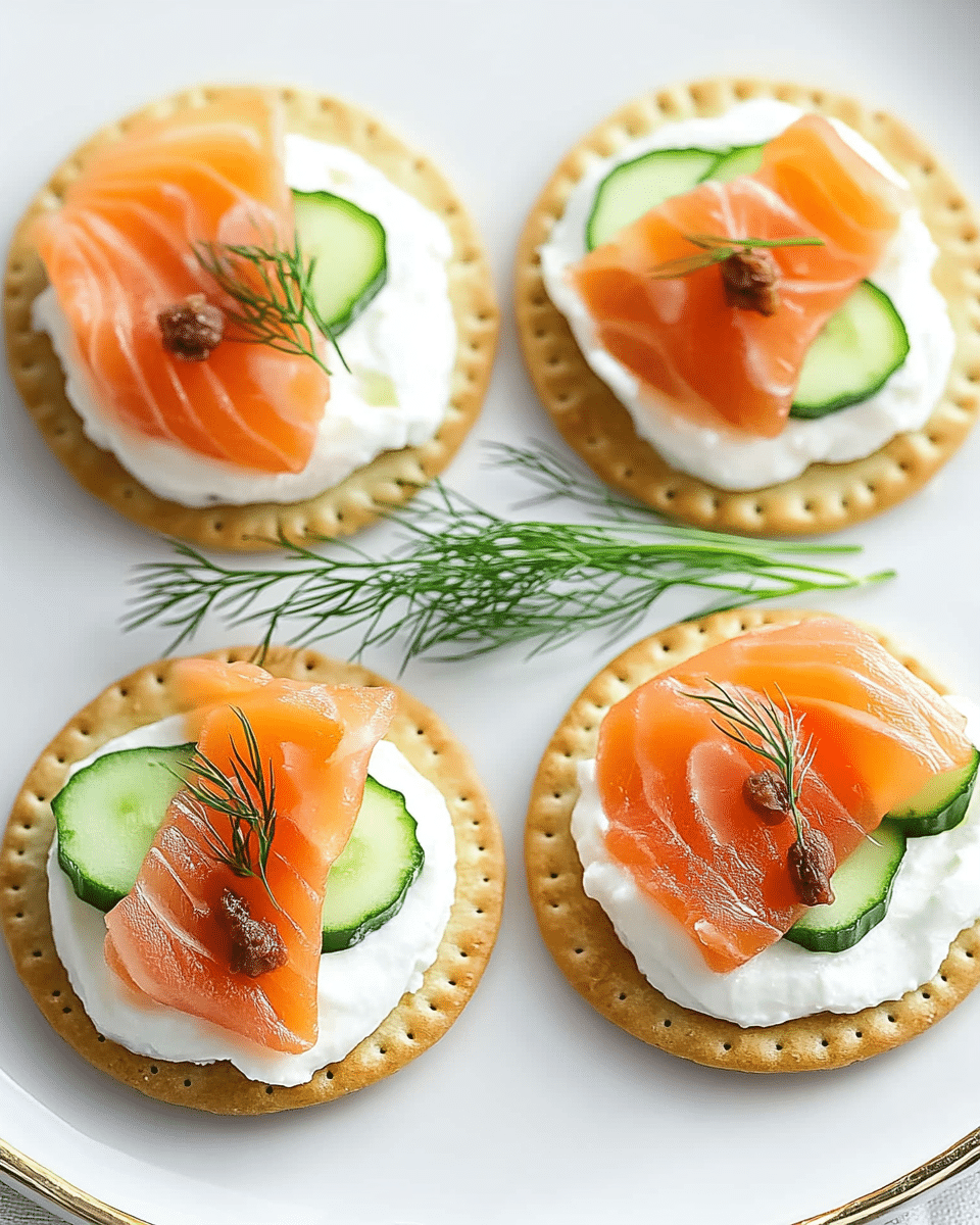 Smoked Salmon and Cream Cheese Cracker Bites