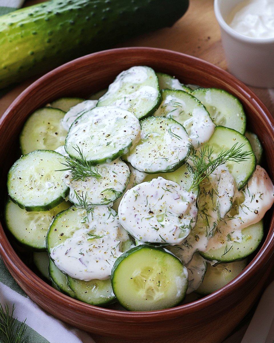 Creamy Cucumber Salad with Sour Cream and Mayo