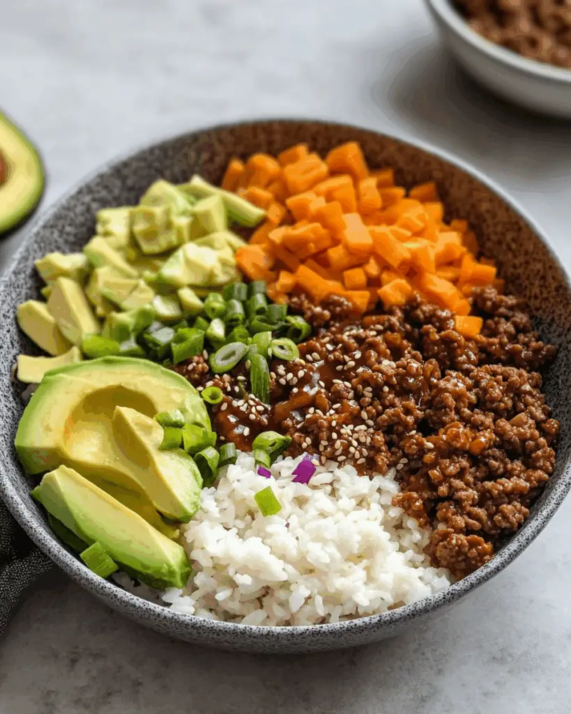 Hot Honey Ground Beef Bowls