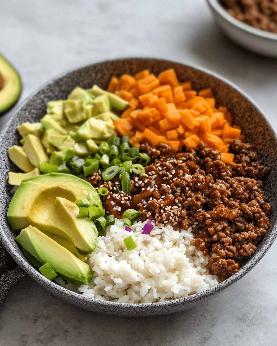 Hot Honey Ground Beef Bowls