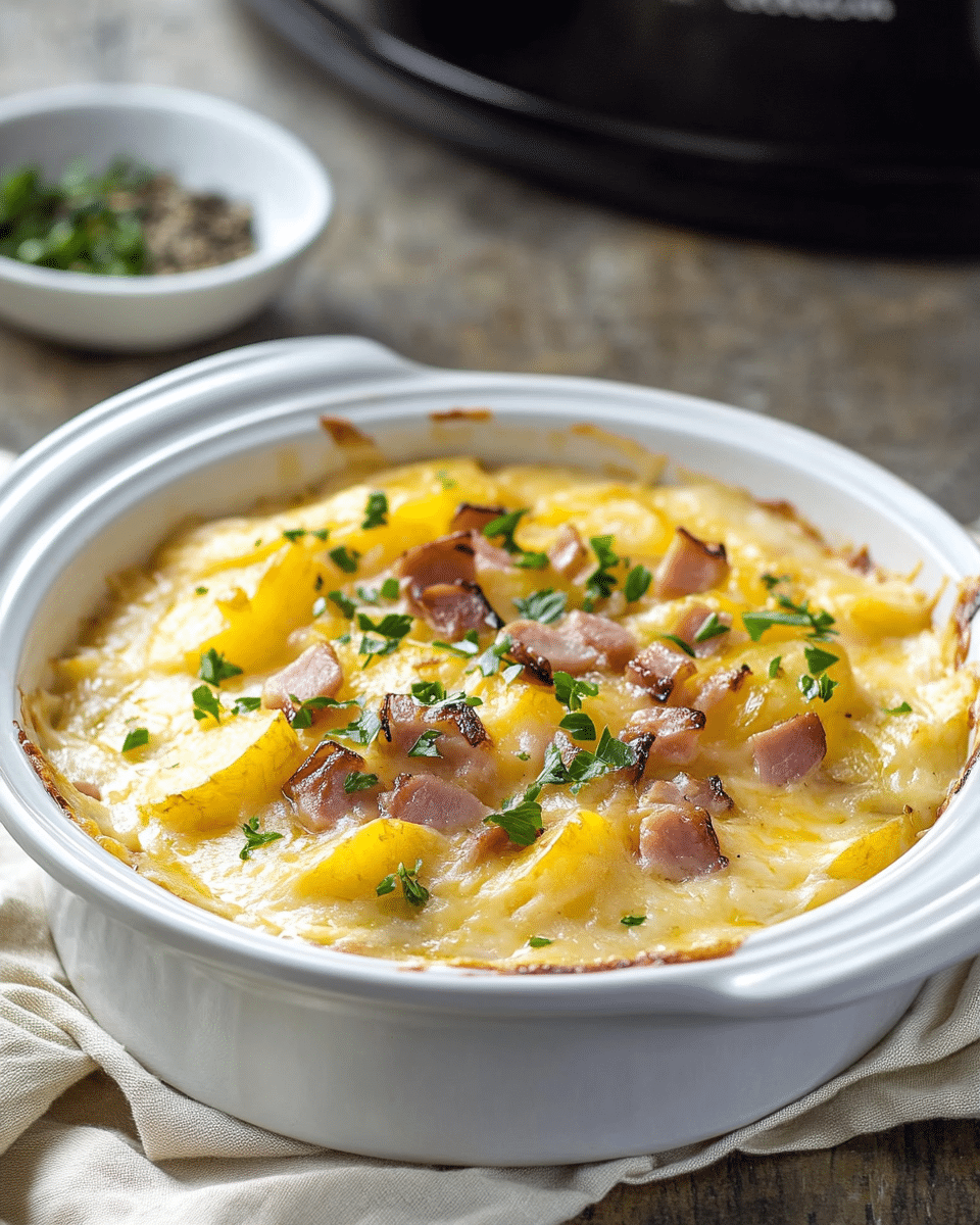 Crockpot Scalloped Potatoes and Ham