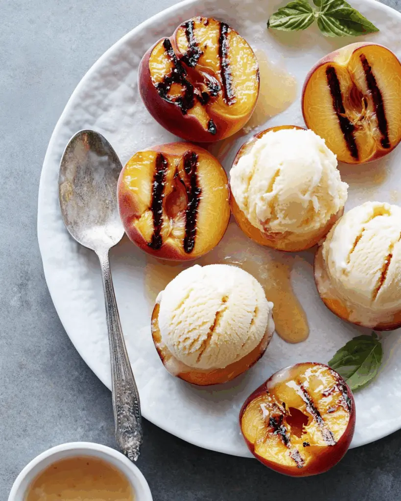 Grilled Peaches with Vanilla Ice Cream
