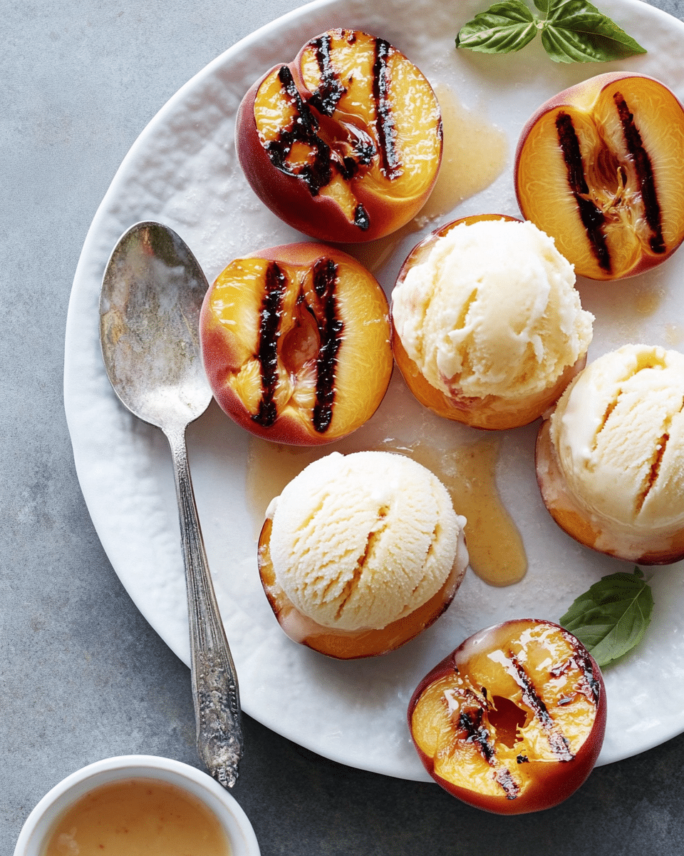 Grilled Peaches with Vanilla Ice Cream