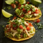 Chicken Guacamole and Bean Tostadas