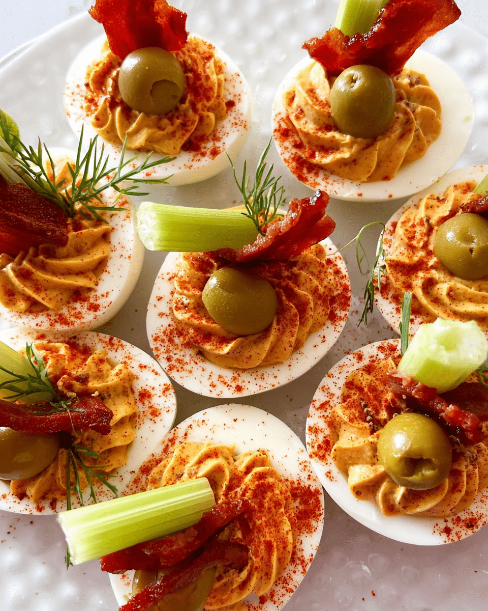 Bloody Mary Deviled Eggs