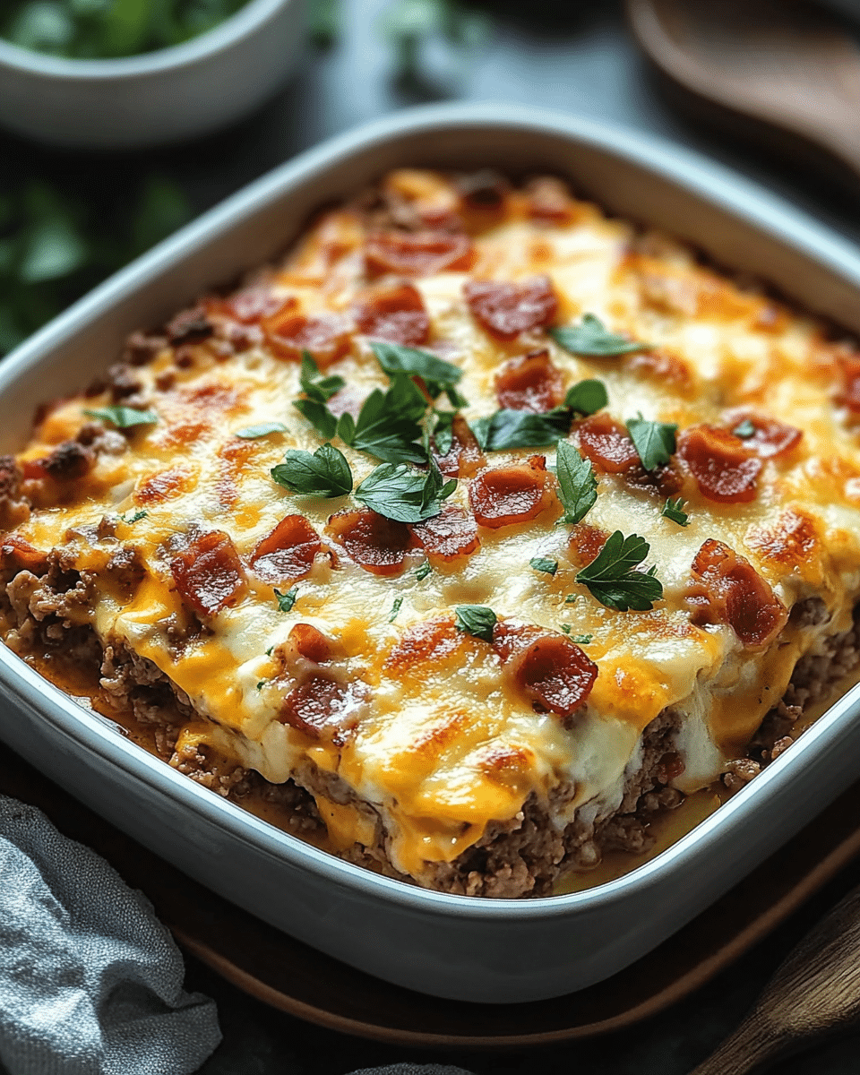 Low Carb Bacon Cheeseburger Casserole