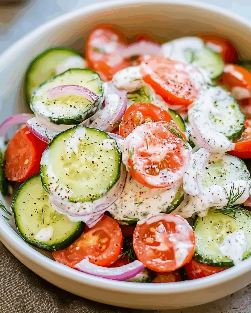 Creamy Cucumber Tomato Onion Salad