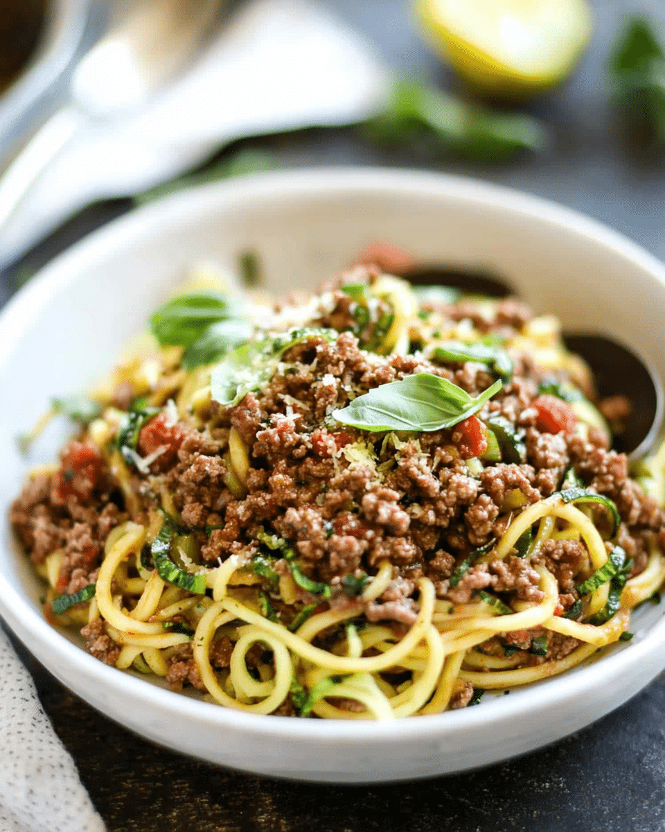 Ground Beef Over Zoodles
