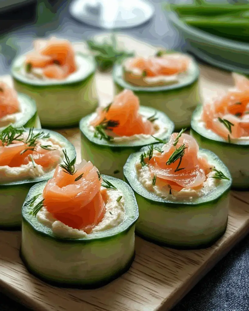 Smoked Salmon Roll-Ups with Cucumber and Hummus
