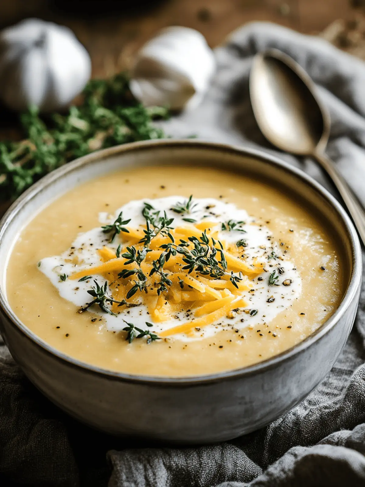 Cheddar Garlic Herb Potato Soup