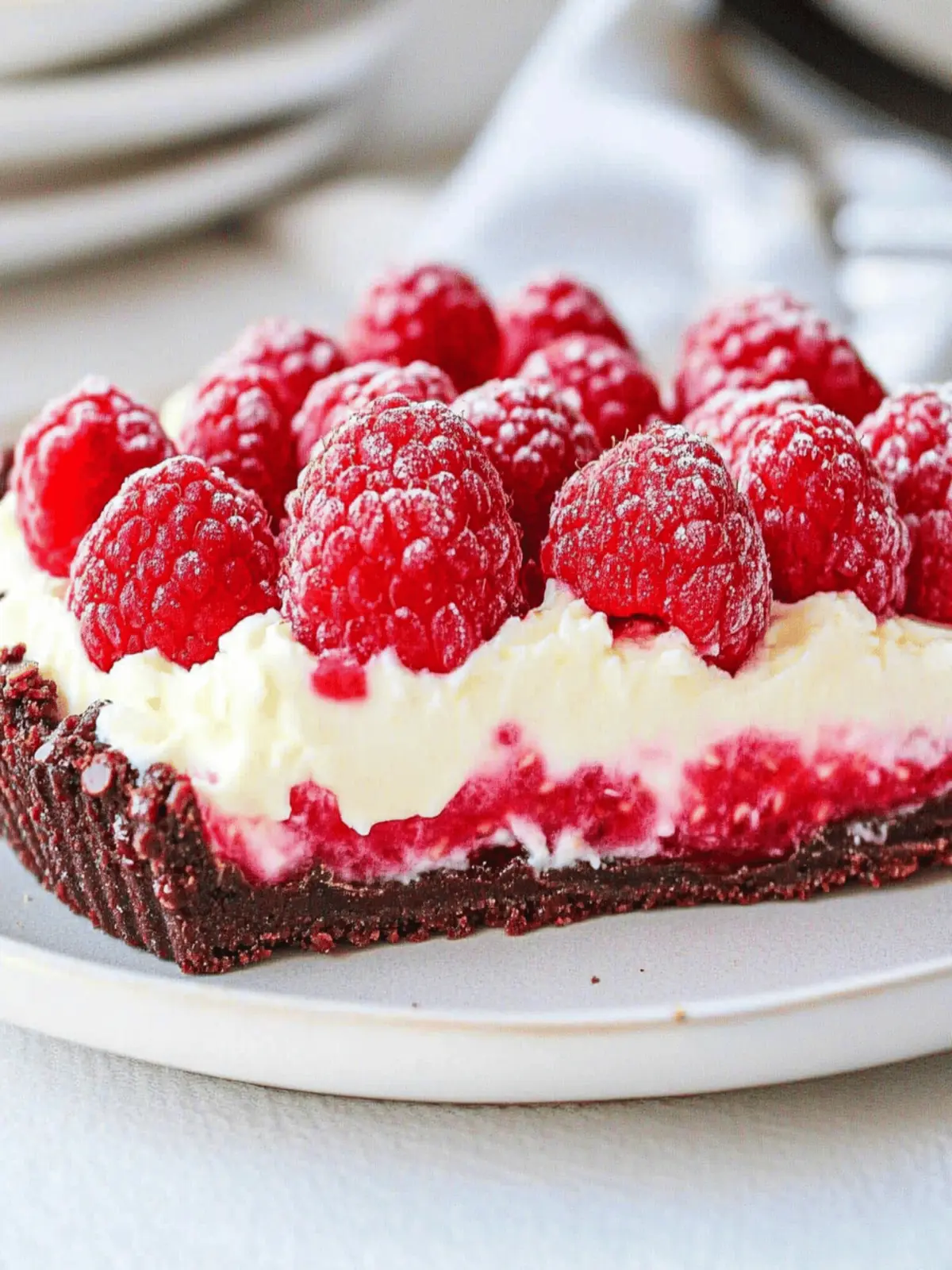 No Bake Chocolate Raspberry Cream Tart