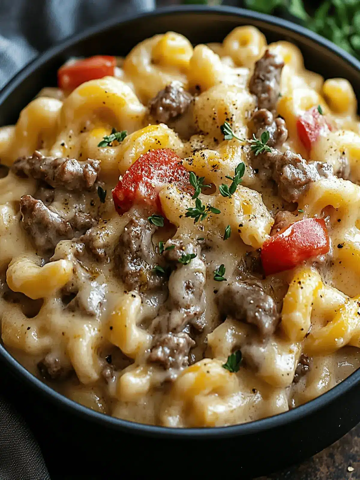 High-Protein Creamy Philly Cheesesteak Mac & Cheese
