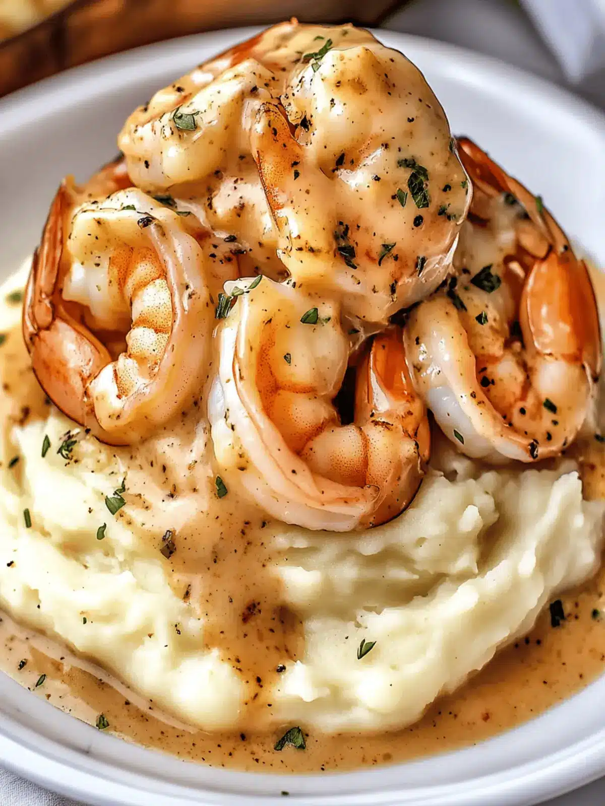 Creamy Garlic Shrimp Over Mashed Potatoes