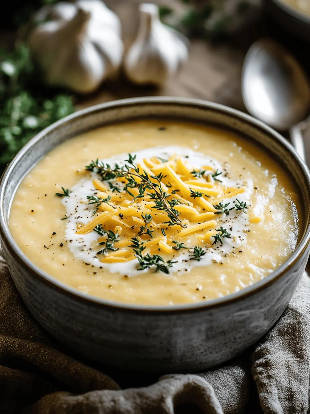 Cheddar Garlic Herb Potato Soup