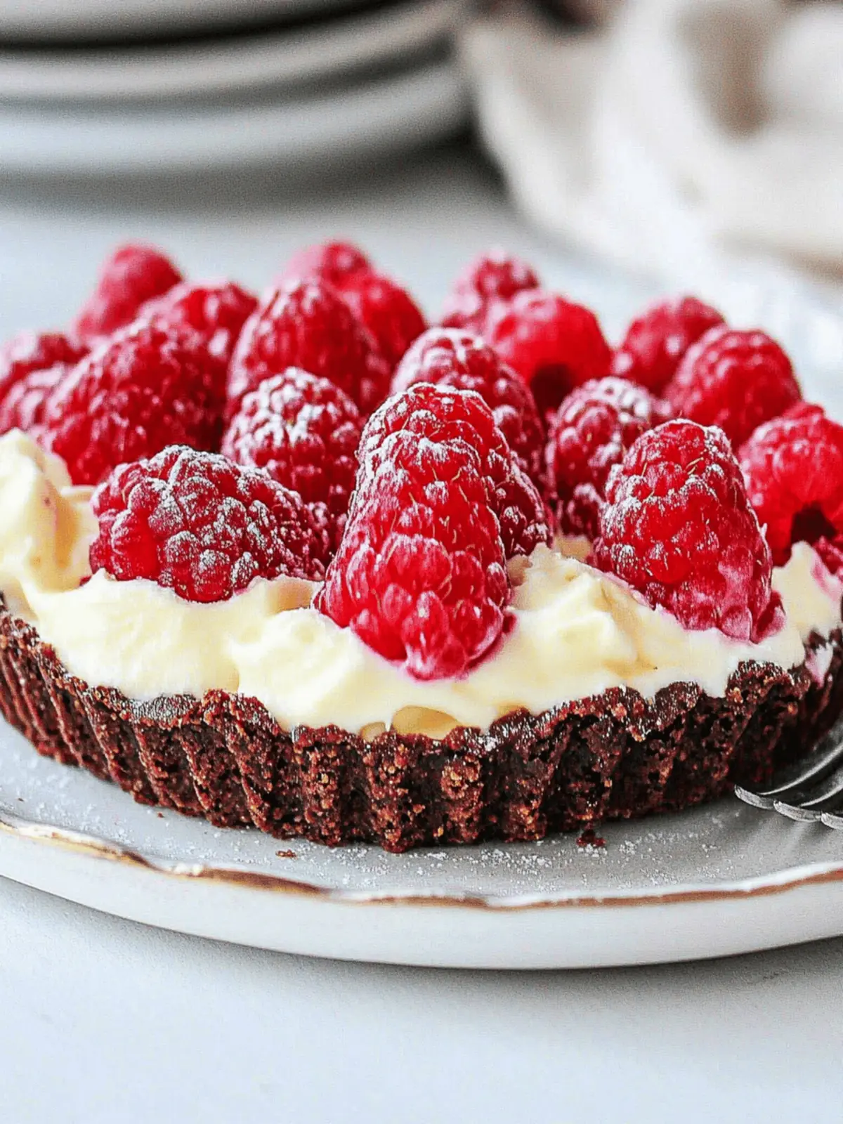 No Bake Chocolate Raspberry Cream Tart
