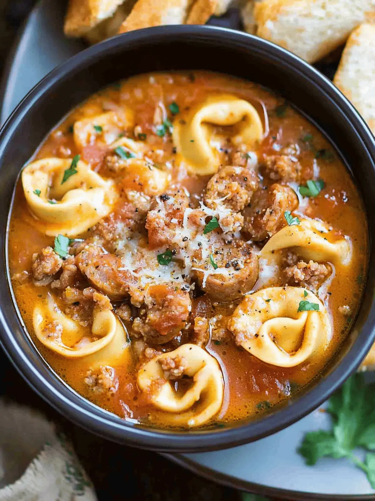Hearty Tortellini Soup With Sausage