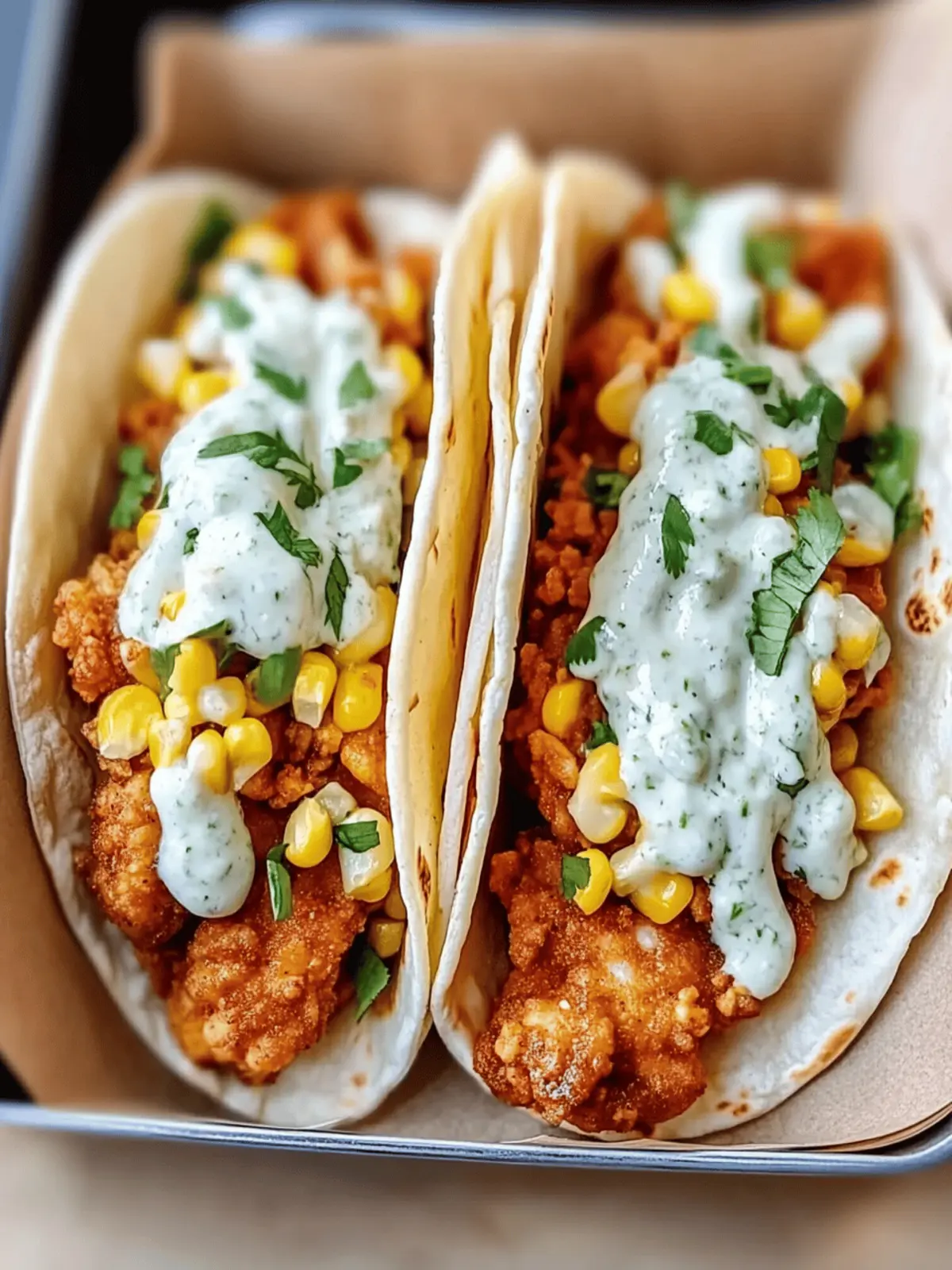 Fried Chicken Street Corn Tacos with Creamy Jalapeño Ranch 5 Fried Chicken Street Corn Tacos with Jalapeño Lime Ranch
