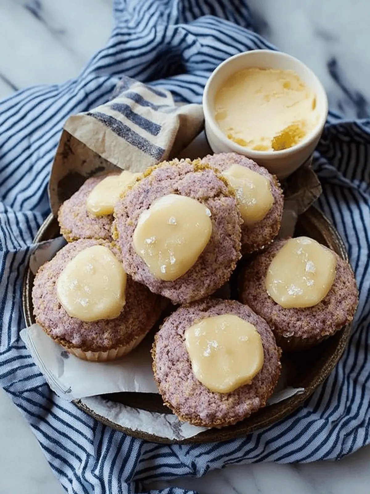 Blue Cornbread Muffins with Salty Honey Butter