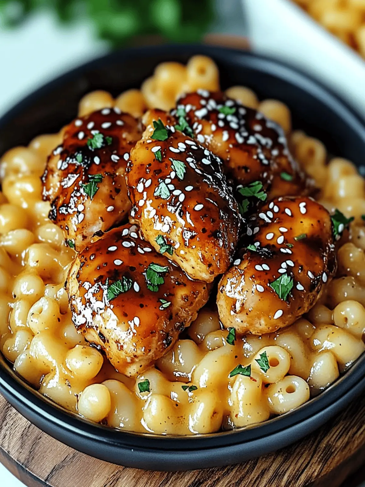 Sweet and Spicy Honey Pepper Chicken with Creamy Mac and Cheese