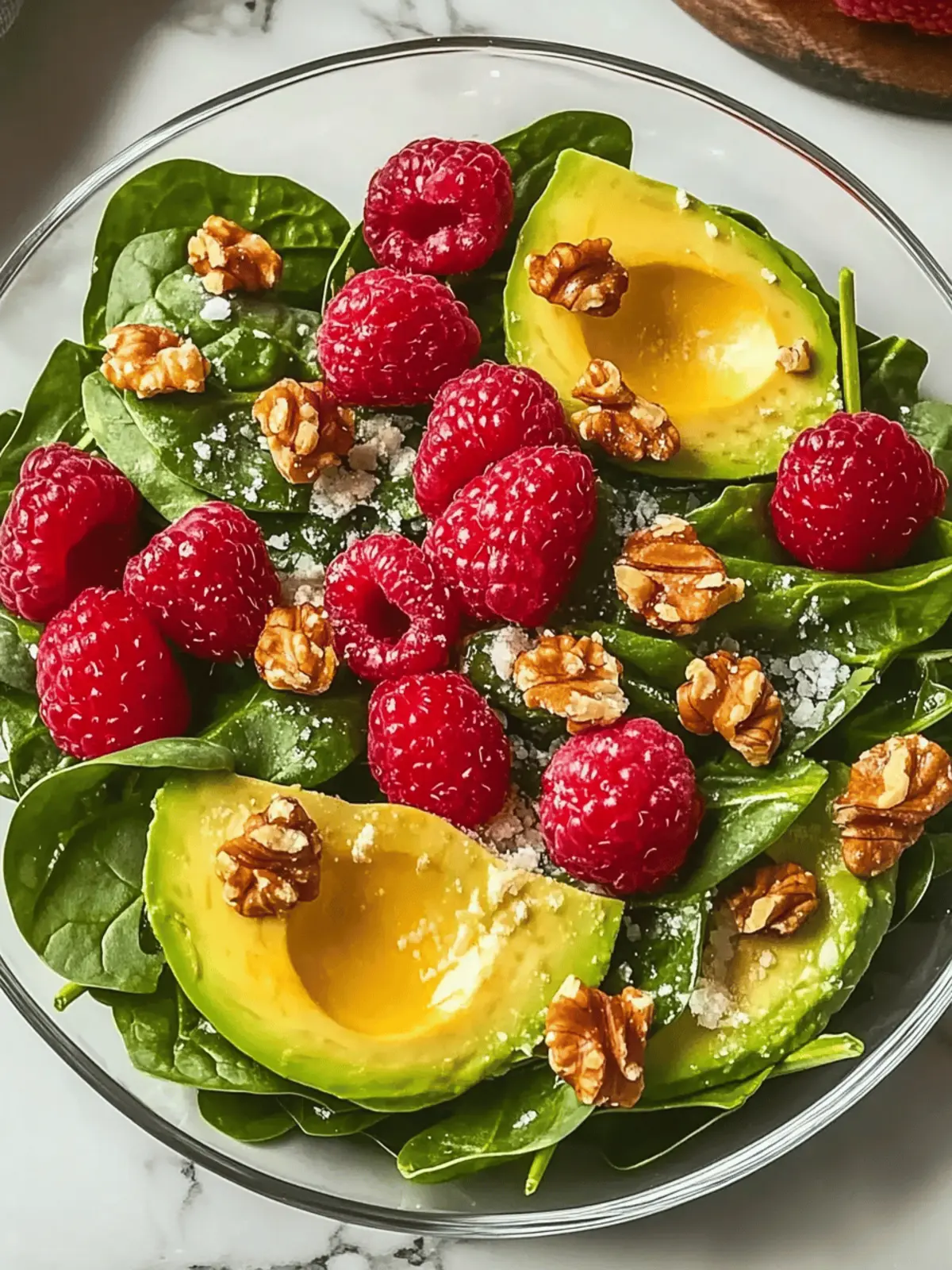 Raspberry-Spinach Salad with Avocado & Walnuts