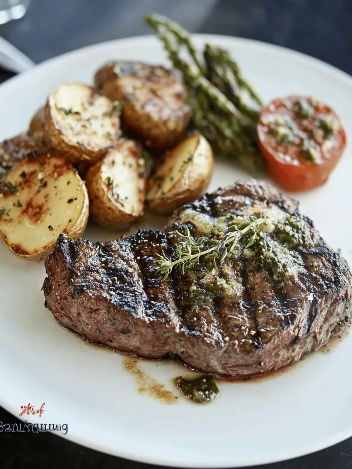 Grilled Bone-In Bison Steaks with Crisped Potatoes