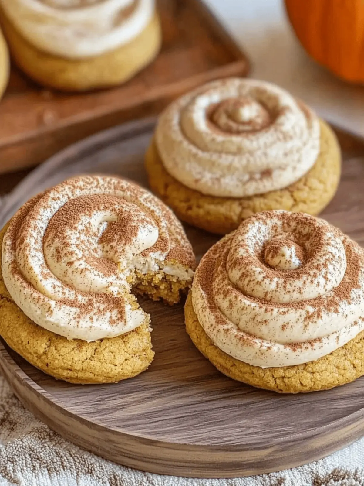 Soft Pumpkin Cookies with Cinnamon Frosting