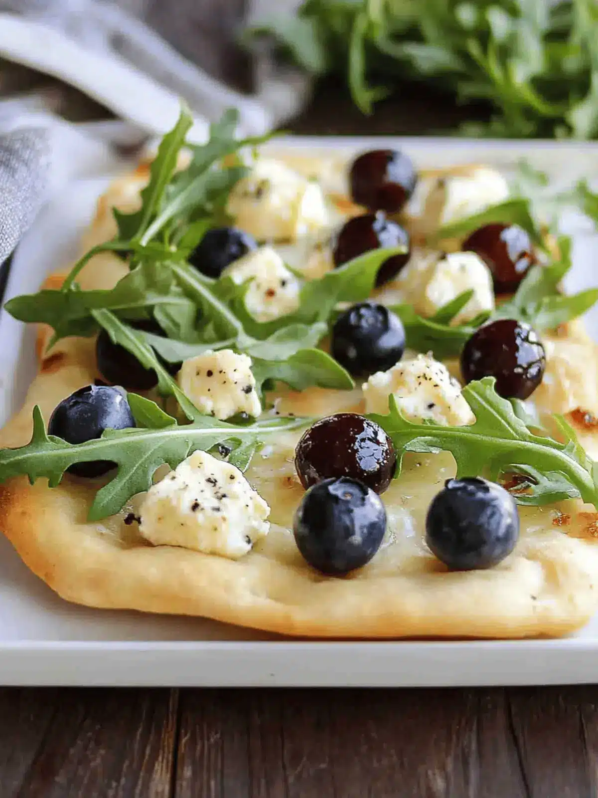 Goat Cheese Flatbread With Arugula and Blueberries
