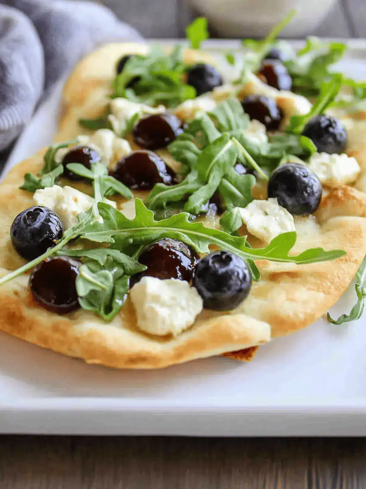 Goat Cheese Flatbread With Arugula and Blueberries