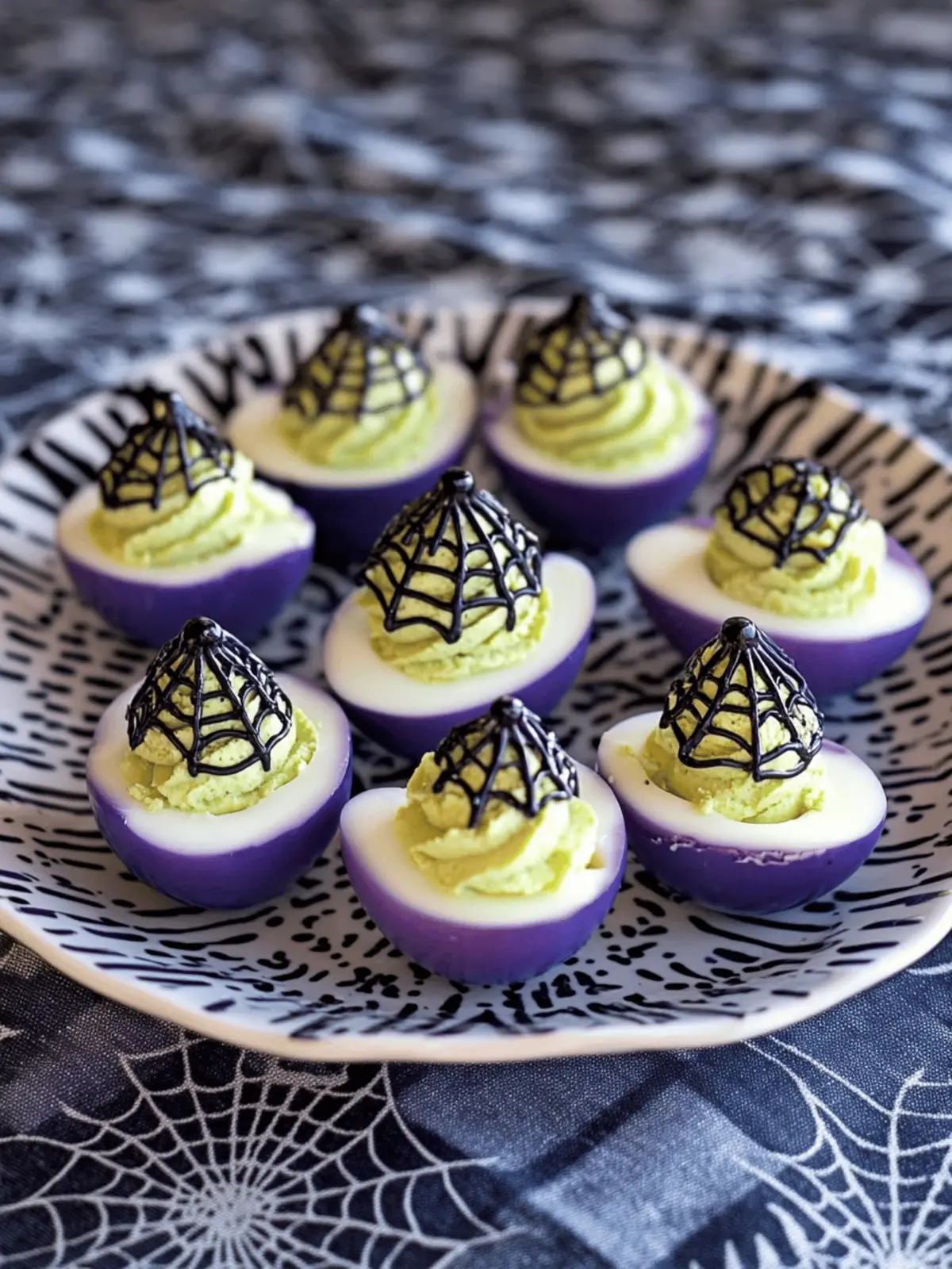 Spooky Spiderweb Deviled Eggs