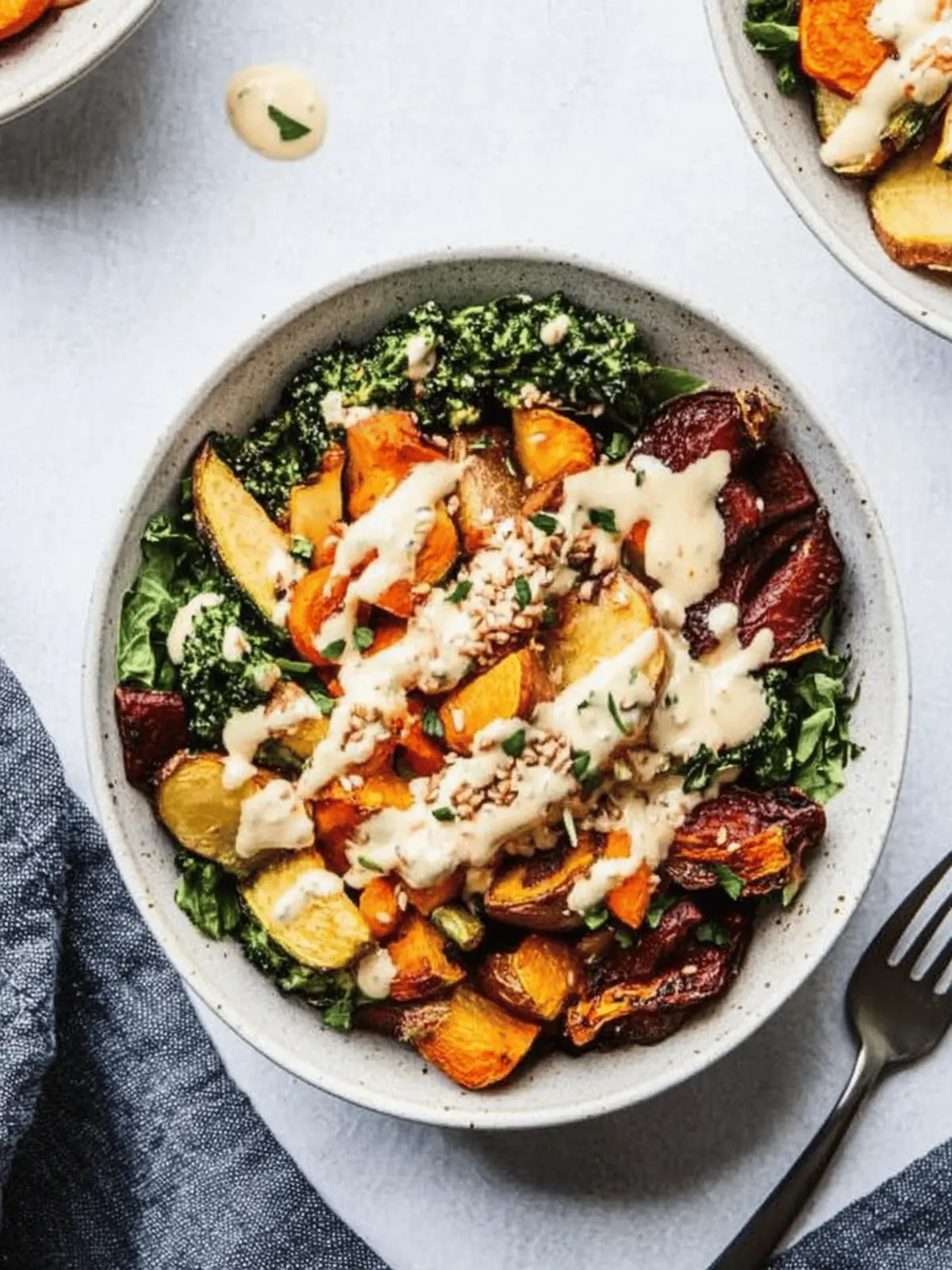 Roasted Root Vegetable Bowls with Tahini Dressing