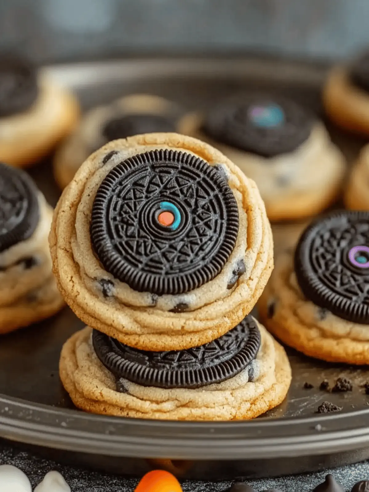 Easy Halloween Oreo Stuffed Chocolate Chip Cookies