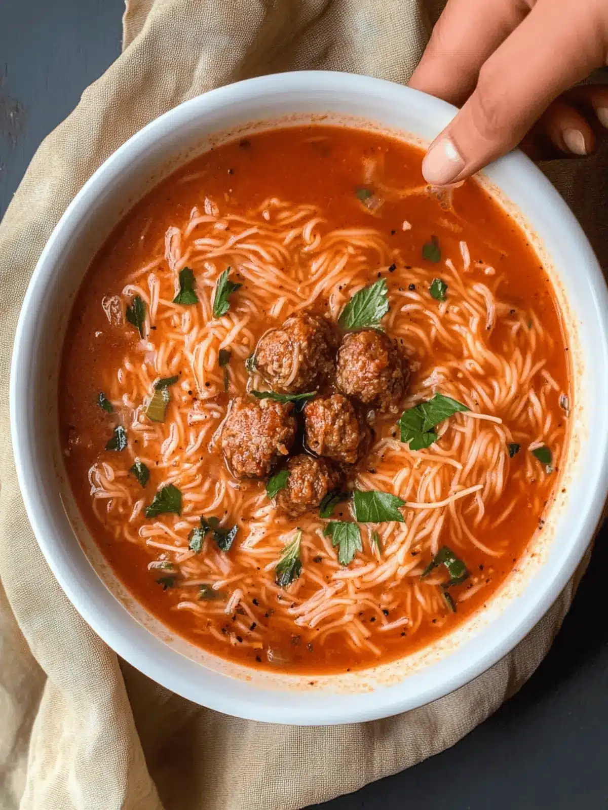Tomato Vermicelli Soup (Kafta Soup)